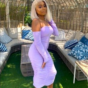 Lilac ruched dress